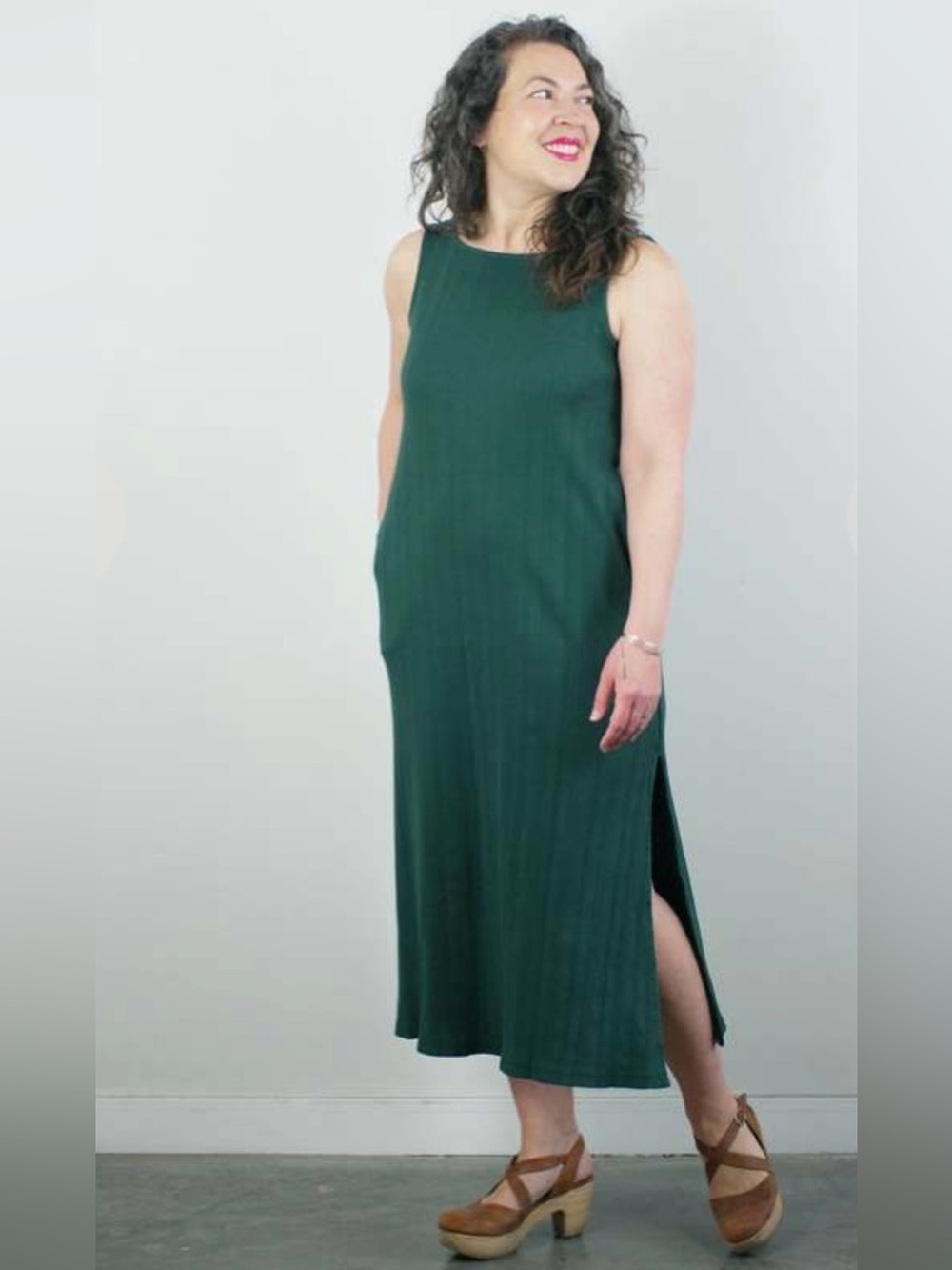 Mien Studios Fortuna Wide Rib Dress, Jade, Med